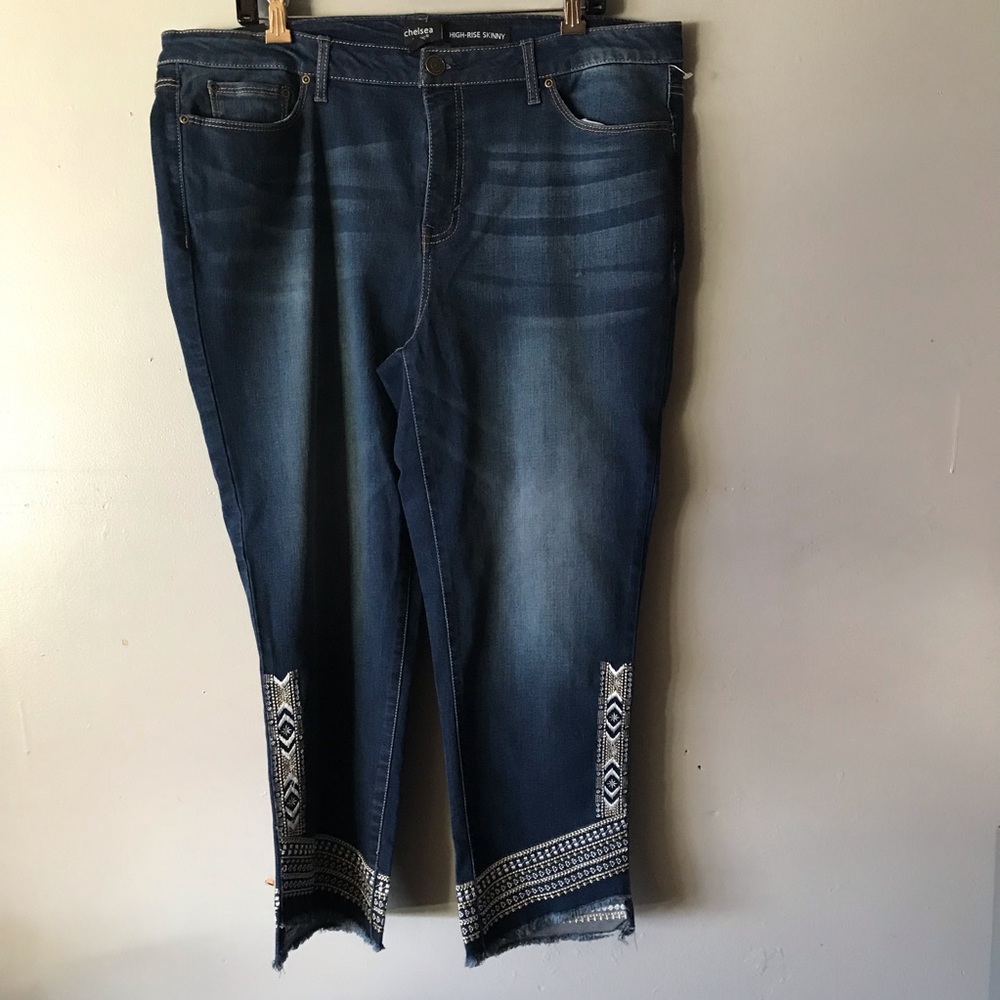 Embroidered Boho skinny jeans plus size